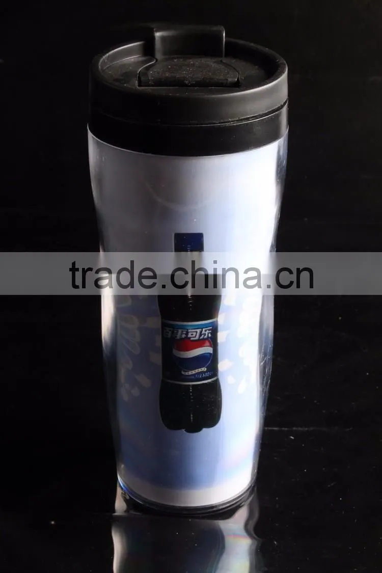 12oz plastic sports travel mug with screwed lid