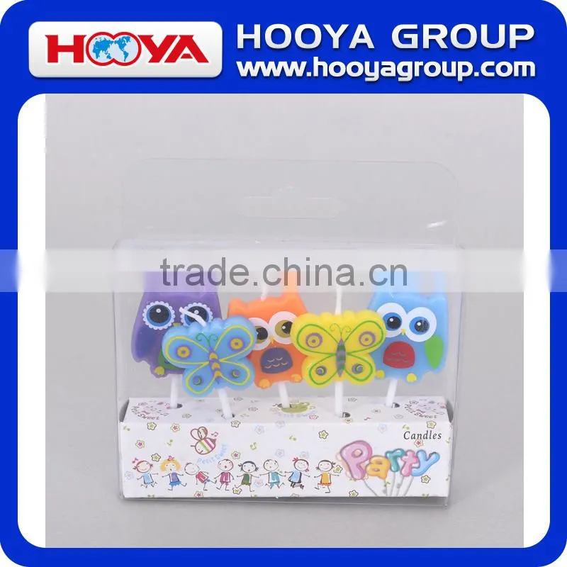 Butterfly and owl shaped children birthday party candle