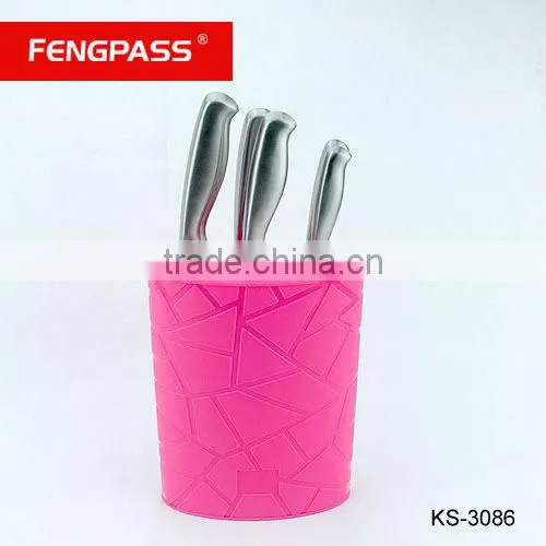Rose red color modern knife block(346-389-476)