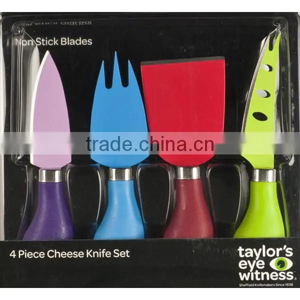 AM-7185 Colour cheese knife set with acrylic block