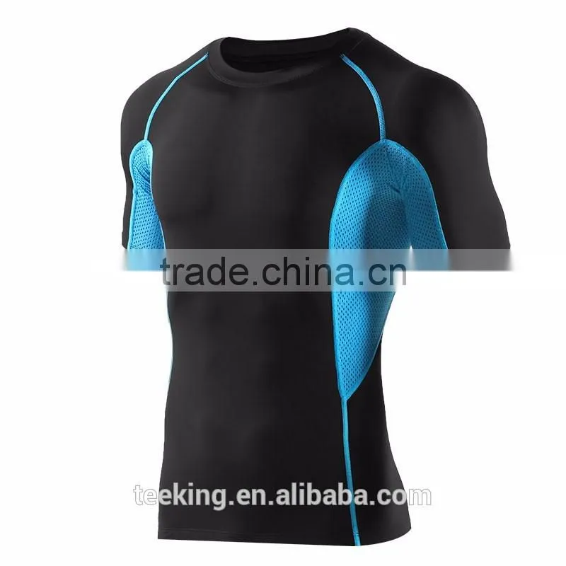Sports raglan sleeve mens compression t shirts