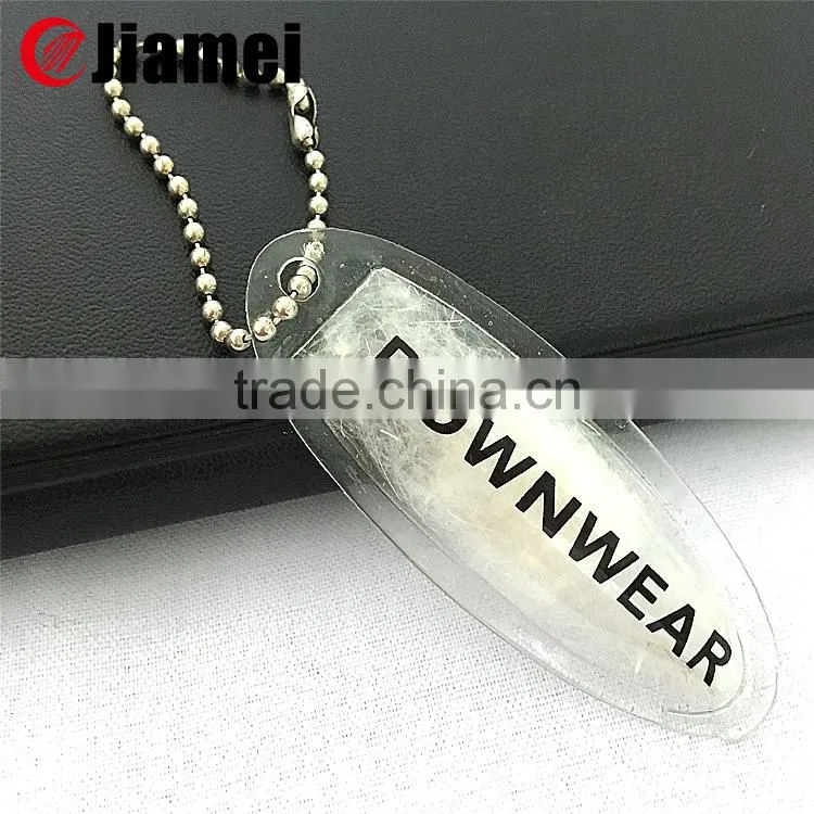 Durable custom logo PVC/tpu inflatable label fill with down feather