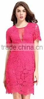 New 2017 Design Long Red Stitching Fashion Lady Dress