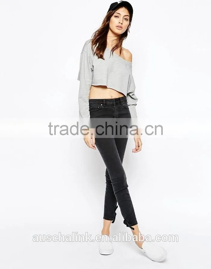 lady off shoulder grey fashion weet jogging slouchy sweat