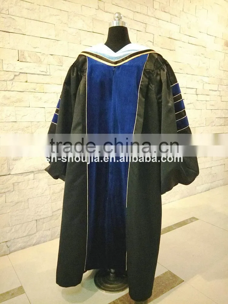Wholesale Good quality Deluxe university Graduation gowns and caps with hoods