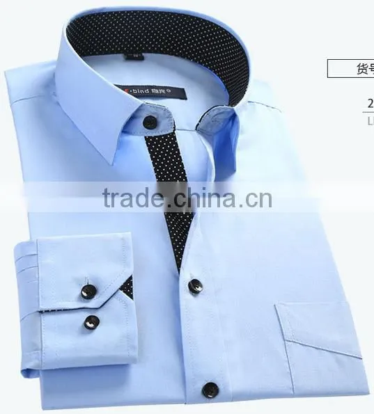 Blue men's shirt uniform China golden supplier OEM fashionable london style boy shirt for daily life