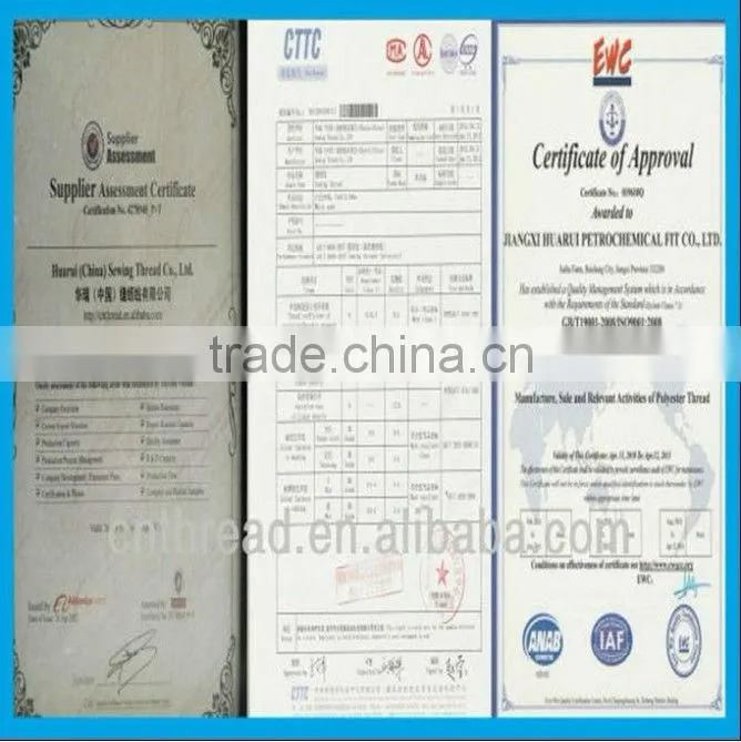 100% spun polyester sewing thread raw white