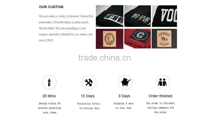 Wholesale custom winter 100% cotton beanie hat