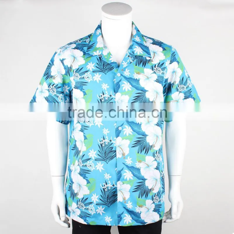 Mens beach wear printed aloha hawaiian shirts cheap