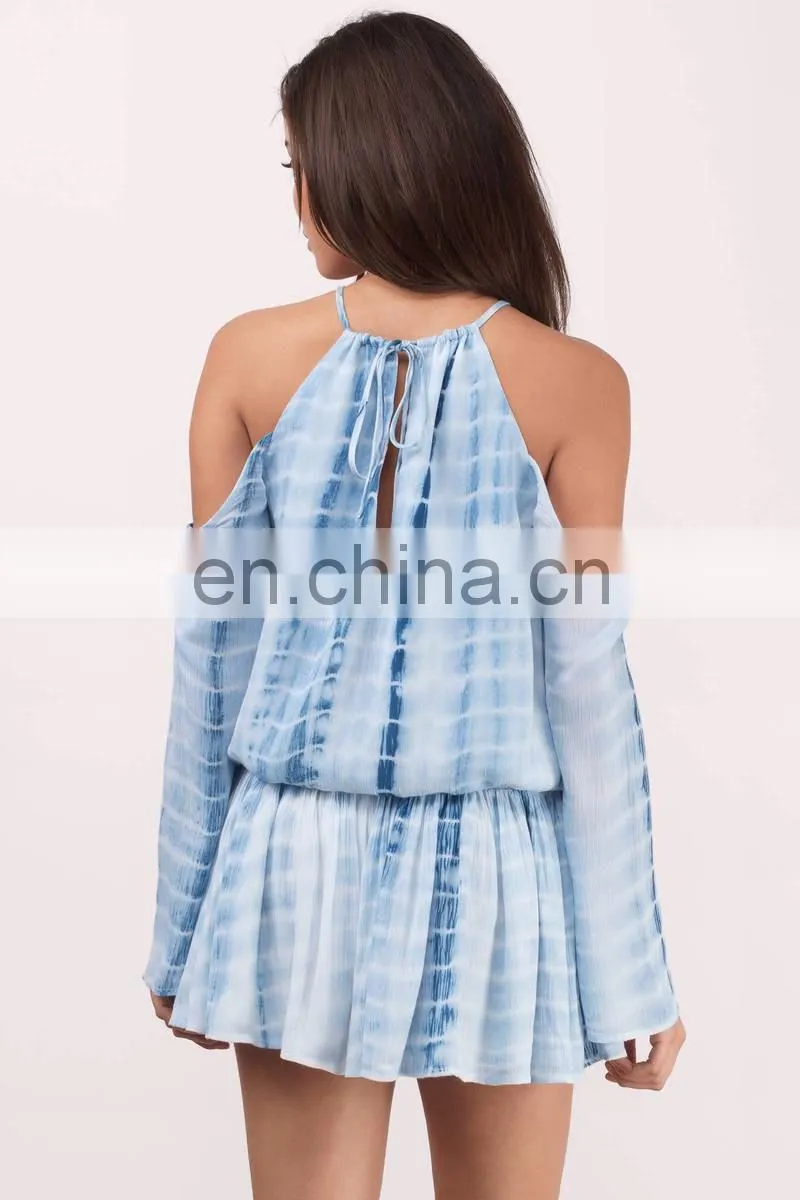 Magical Grass Apparel Rayon Light Blue Tie Dye Dress Summer