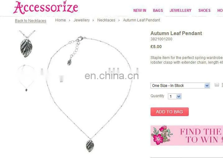 2013 New Accessorize Leaf vein necklace