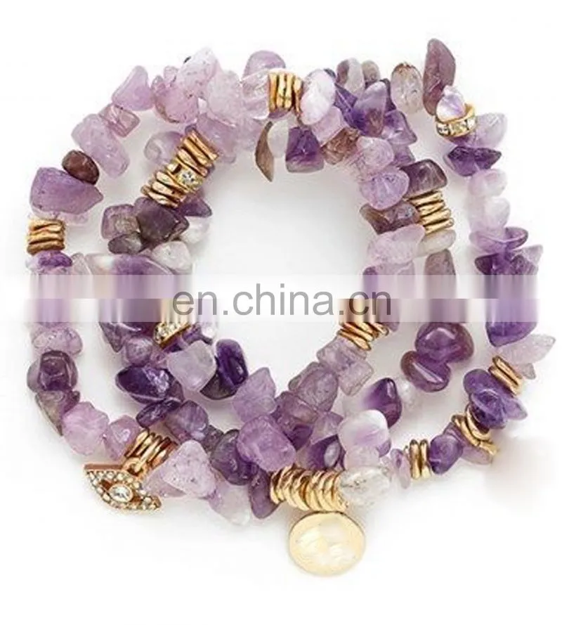 Sequin green agate chip stretch bracelet