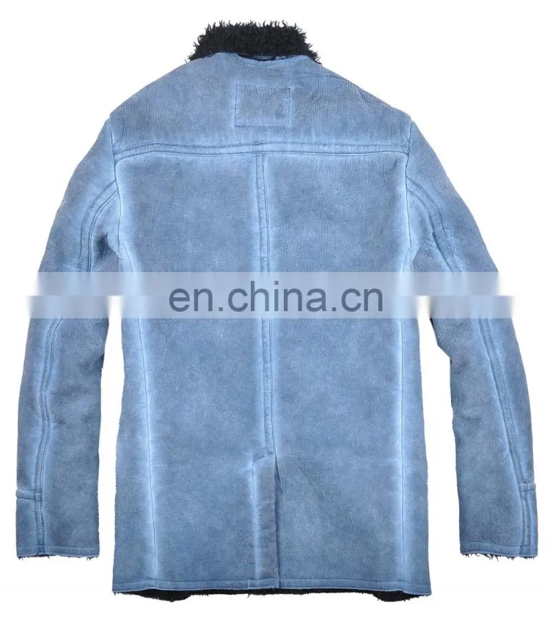 2015 last fashion handsome lamb motrocycle men long leather coat
