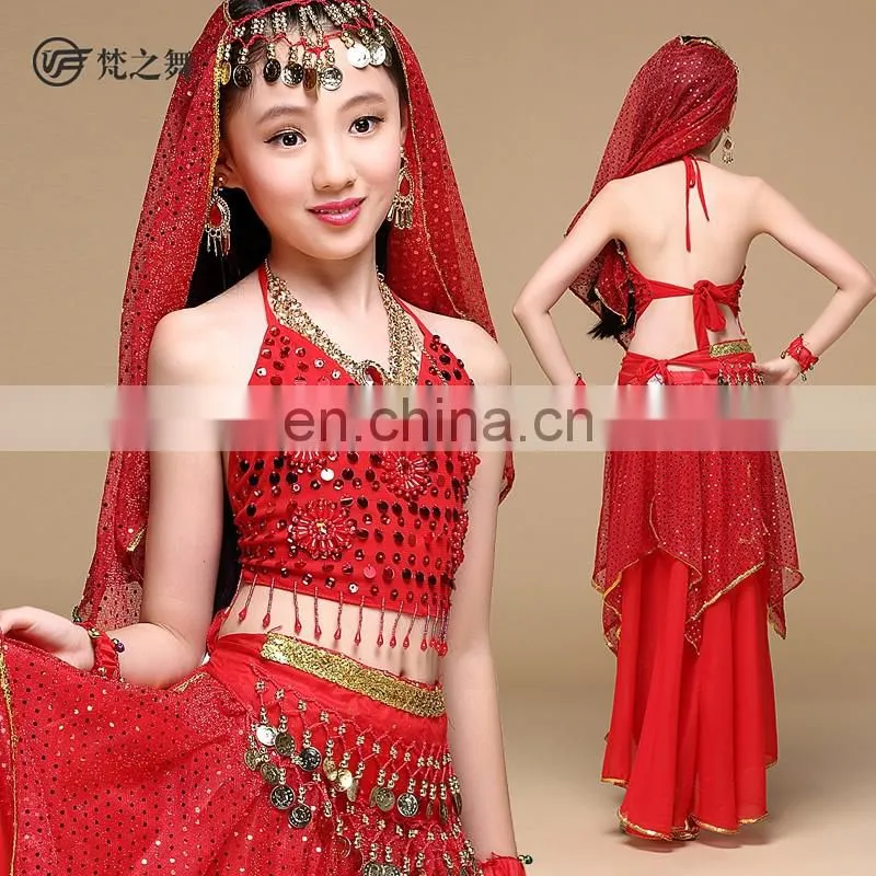 Y-2058 New product chiffon glittery gold coin children belly dance hip scarf