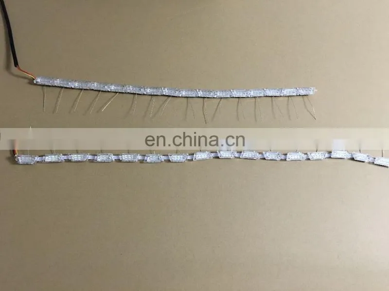 50cm crystal extendable led flexible drl with flow turn signal 16leds white amber daytime running light headlight for car