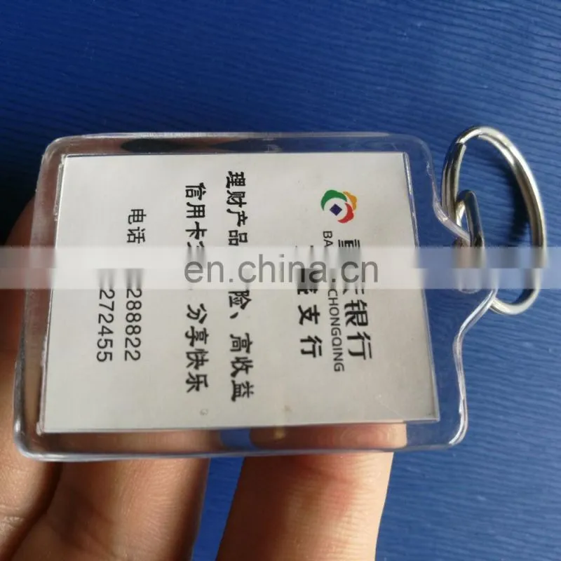 rectangle custom acrylic keychain with paper photo inside