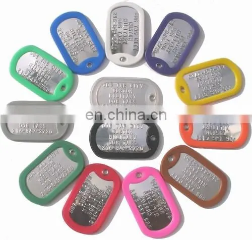 Black or Colorful silicone military personalized dog tags