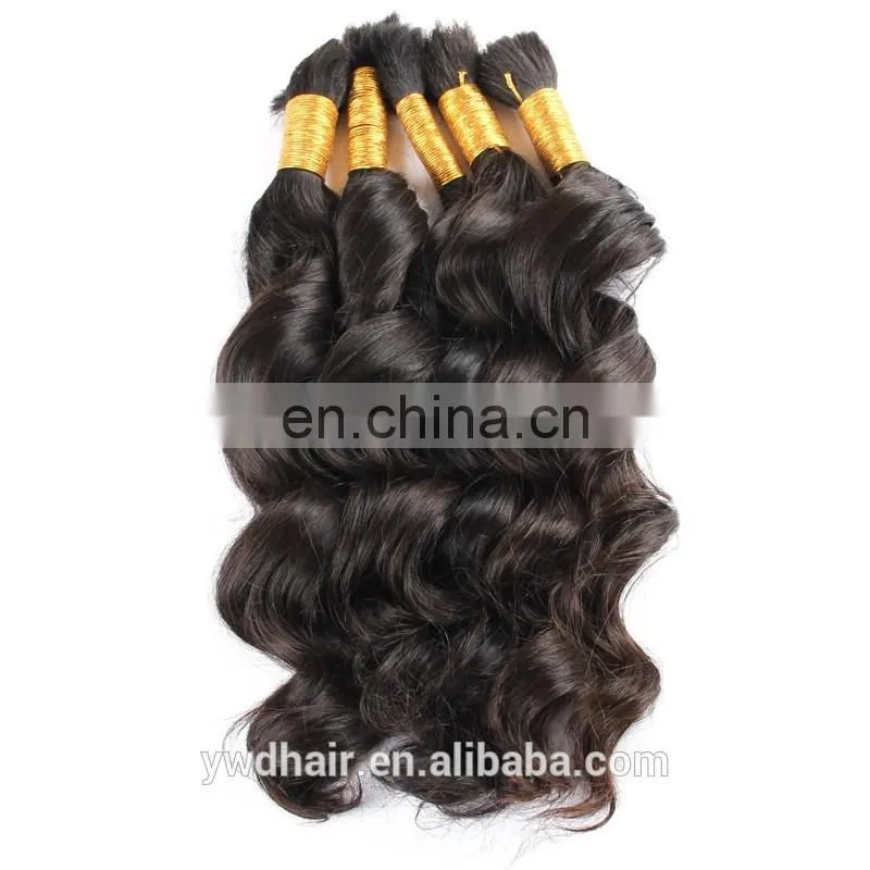 Unprocessed 8A Wholesale Indian Virgin Hair Full Cuticle Ponytail Bulk Hair Deep Wave Human Hair For Braiding Paypal Accept