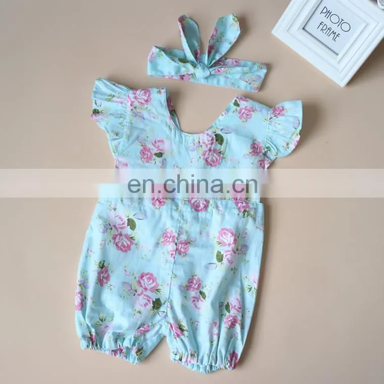 YIFAN 2018 Wholesale Cute Newborn Baby Romper Backless Summer Floral Ruffle Backless Summer Baby Girl Romper