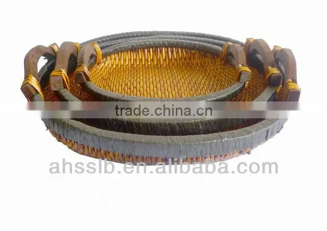 2013 new style wholesale elegat various shaped reed storage plate with ear handles