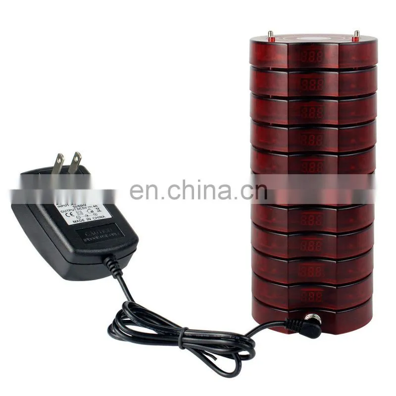 Restaurant Wireless Paging Queuing System 1 Transmitter 10 Coaster Pagers for Guest Waiter Calling