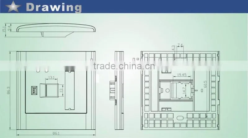 1Port 86*86 fiber wallplate ABS