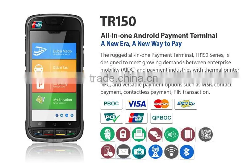 barcode scanner NFC 3G GPS Printer handheld android emv terminal