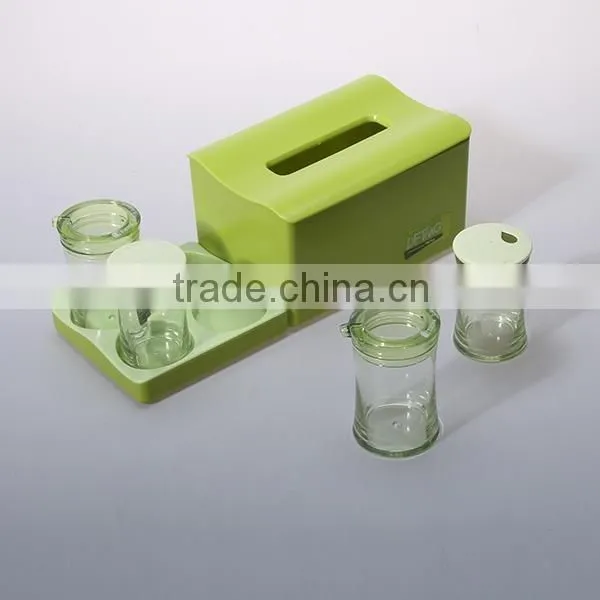 Rectangle plastic napkin box with condiment box 5 pcs/set