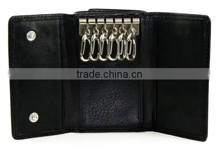 Wholesale fashion Double Key Case with hooks genuine leather keychain