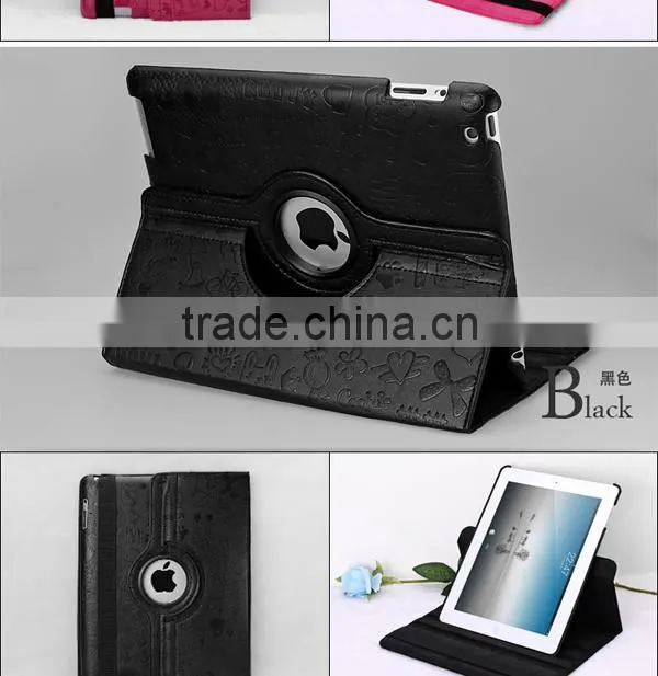 360 degree rotate for ipad case, for ipad 4 case with stand