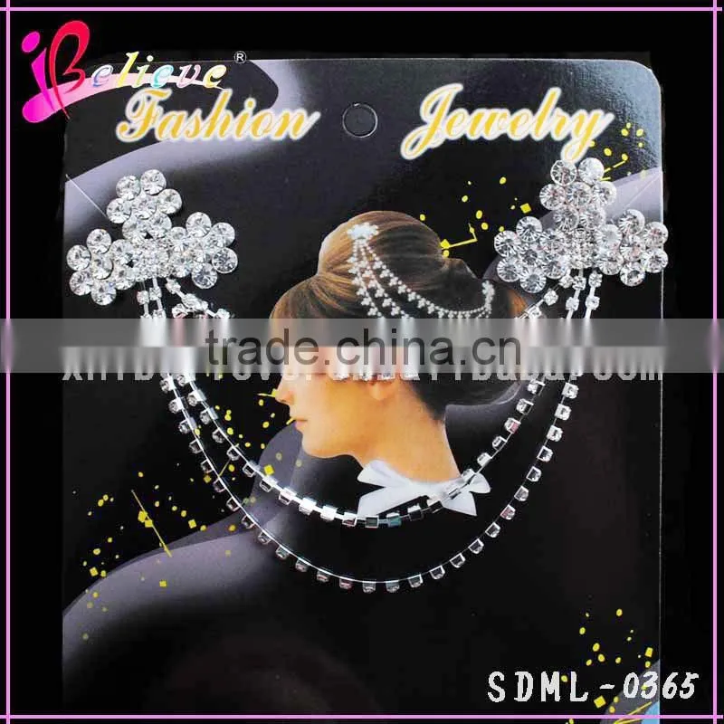 Hair accessories wholesale crystal bling bling hair chain,indian bridal hair jewelry
