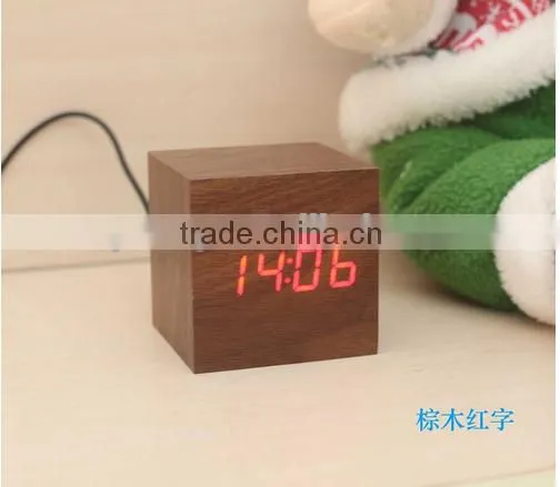 Modern Wooden Led Clock Square Style Desktop Clock Led Digital Single Face Alarm Clock Voice Activated Watch despertador