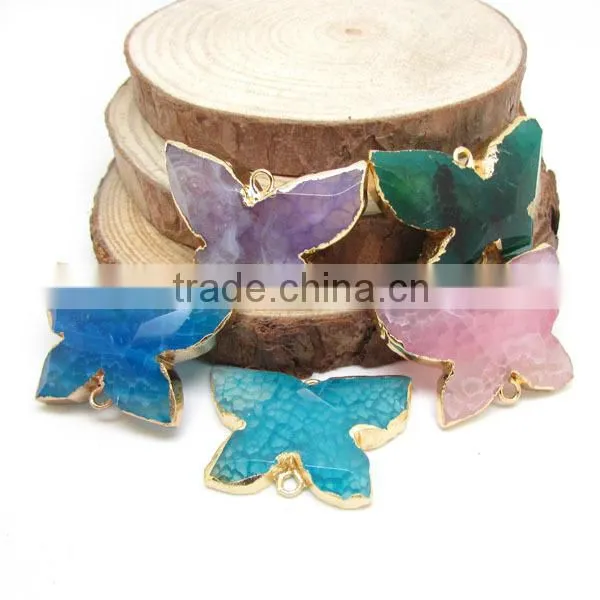 JF8609 Gold dipped turquoise connectors,double bail turquoise charm