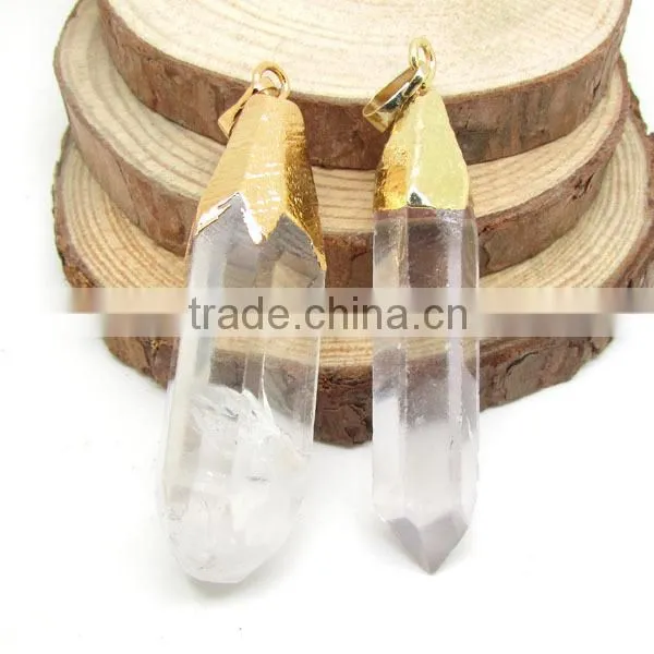 JF6923 Gold Plated Natural Turquoise Point Spike Pendants