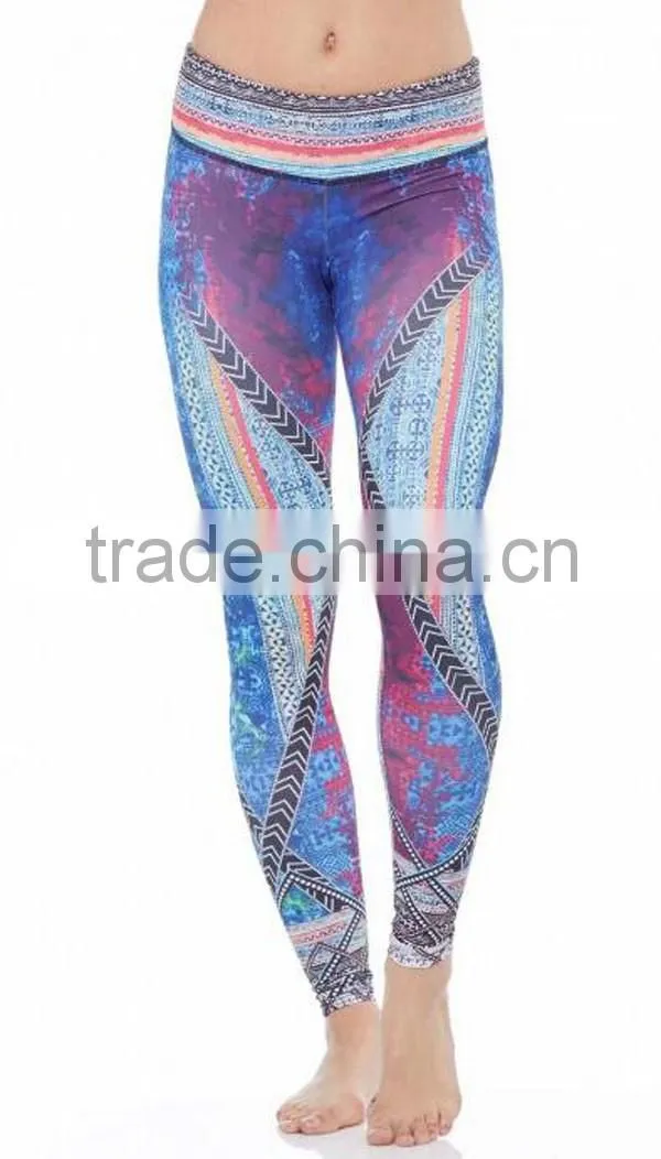 High waist gym compression yoga pants/sublimation printed yoga pants/custom colorful yoga pants