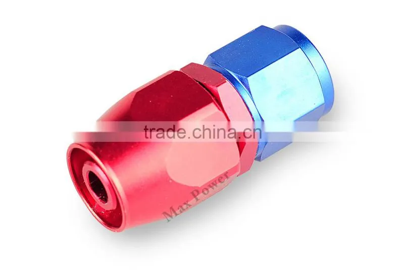 Aluminum oil cooler fitting straight swivel hose ends adapter blue and red 40-001-08
