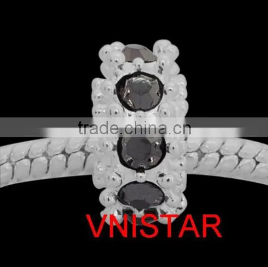 Vnistar Silver plated beads with 8 pieces stone beads in different colors size in 6*11mm PBD850 for bracelet