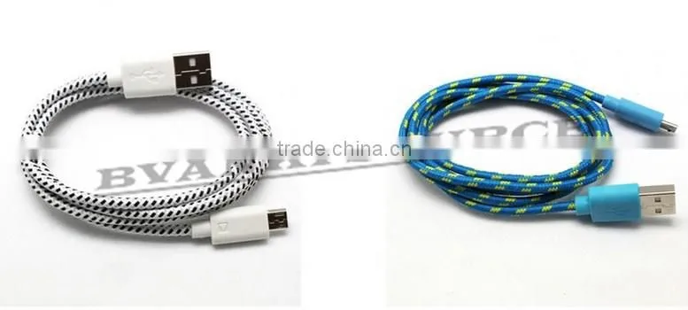 Steady and Durable 1m 2m 3m Braided Micro USB Cable Data transfer and power charge for micro USB mobiles