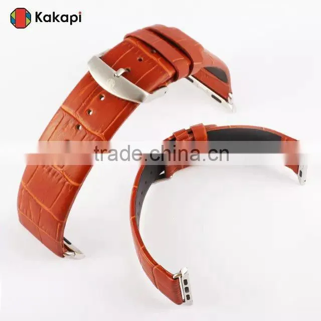 Kakapi Drawing Buckle Genuine Leather Watch Band Wrist Strap With Watchband Converter For 38MM Apple Watch MT-3912