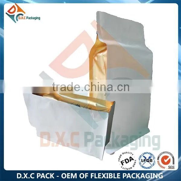 Flat Bottom Pouch Bag With Zipper For Food Packaging
