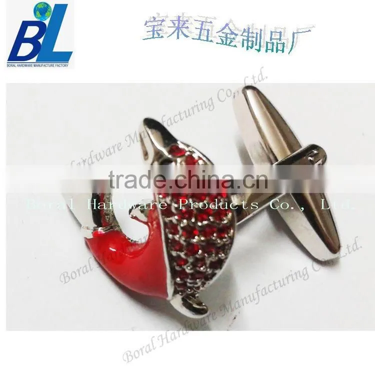 Square shape sticker with epoxy zinc alloy silver cufflinks