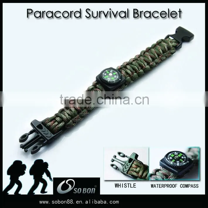 Unique Woven Paracord Compass Bracelet / Wristband