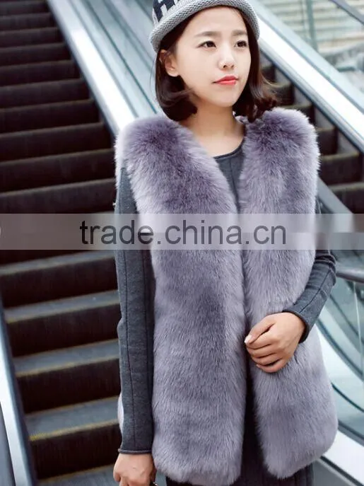 QYQX-001 High quality blue fox fur vest