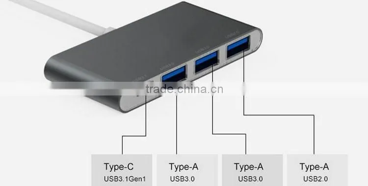 New Design Aluminum Usb 3.1 Charge Type C Hub