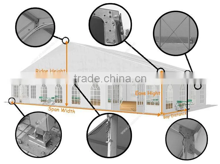 well aluminium material pvc fabric decorate marquee tents for 1000 people