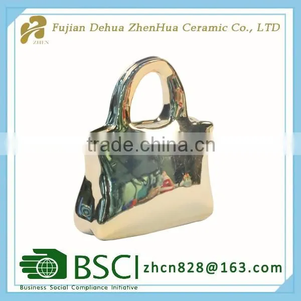 fashionable handbags shape ceramic money box for gift