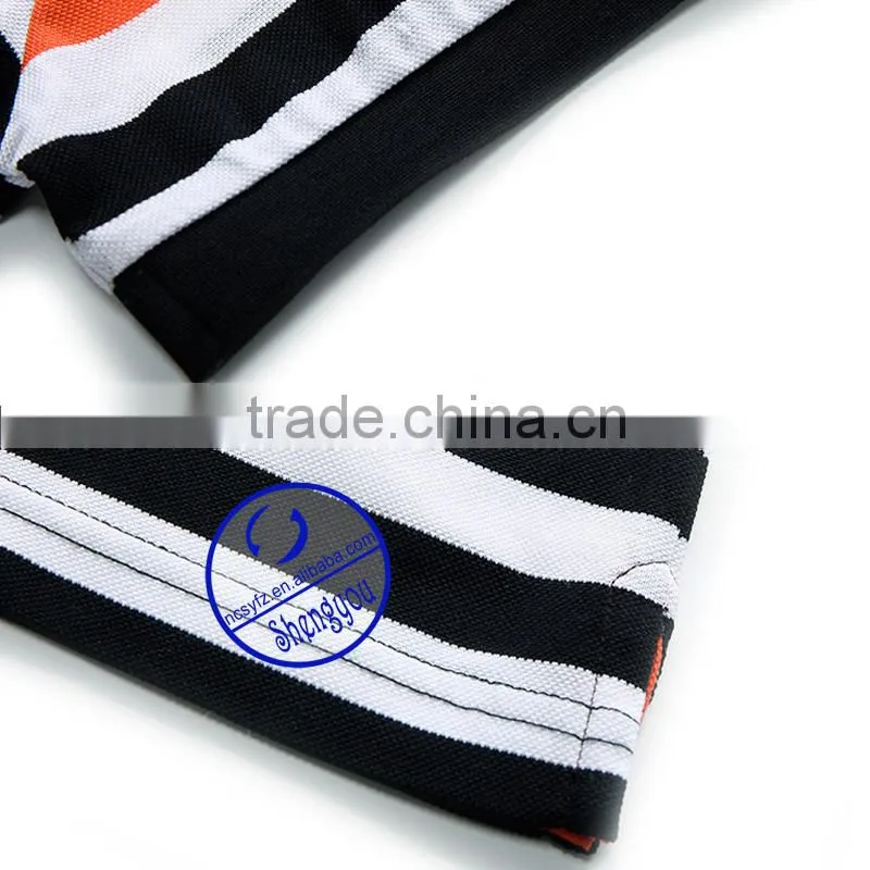 Custom Men's Casual Striped Pique Polo Shirt