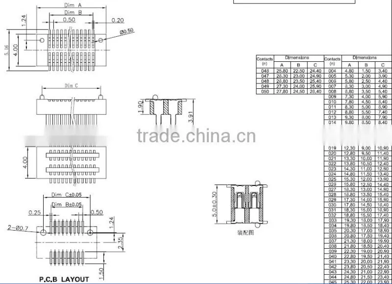 Pitch:0.5mm Pcb board to board male brass connector