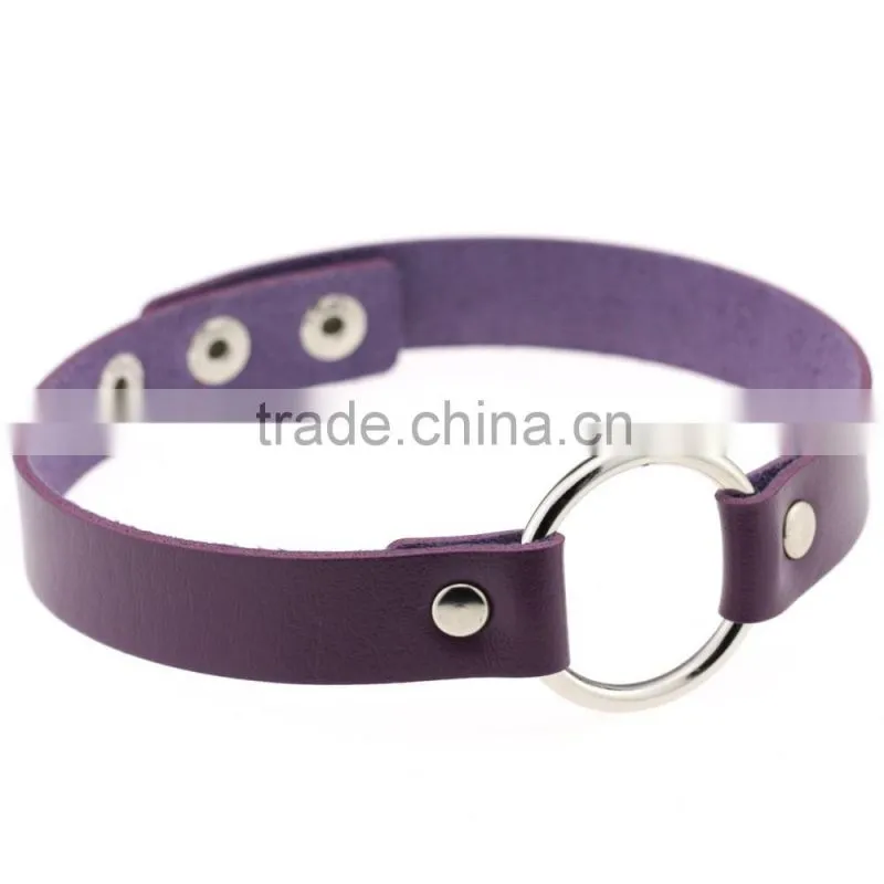 Handmade O-Ring Leather Necklaces Punk Gothic Collars Fashion Jewelry
