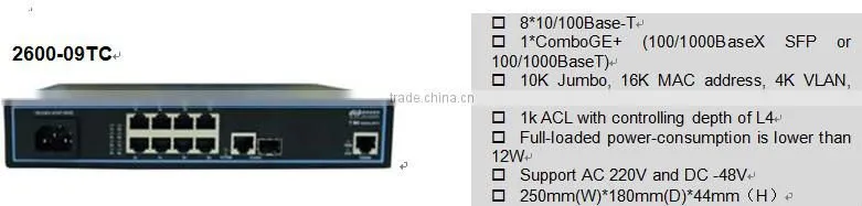 GCOM 9 ports Ethernet Switch S2600 Series OEM Network Switch